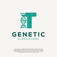 dna schroef brief f logo ontwerpen, genetica vector ontwerp, chromosoom eerste logo sjabloon