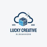 wolk gegevens logo retro wijnoogst vector sjabloon, pixel document, technologie logo symbool