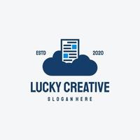 wolk gegevens logo retro wijnoogst vector sjabloon, pixel document, technologie logo symbool