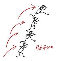 schetsen met mensen rennen over- elk andere hoofden in Rat ras vector