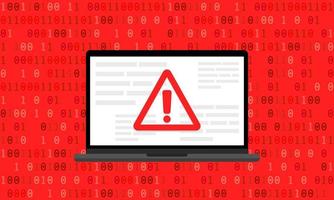 laptop alarm voor virussen, malware, oplichting, en online fraude. vector illustratie.