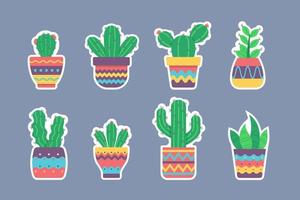 cactus en vetplanten stickers verzameling reeks vector