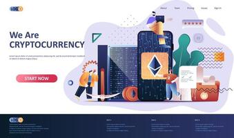 cryptocurrency platte bestemmingspagina sjabloon vector