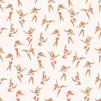 naadloze patroon met dansende meisje poses. vector