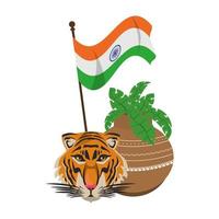 india onafhankelijkheidsdag emblemen cartoons vector