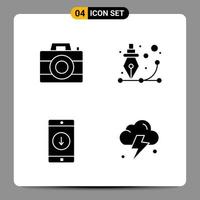 4 zwart icoon pak glyph symbolen tekens voor snel reagerend ontwerpen Aan wit achtergrond 4 pictogrammen reeks creatief zwart icoon vector achtergrond