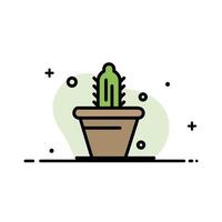 cactus natuur pot voorjaar bedrijf vlak lijn gevulde icoon vector banier sjabloon