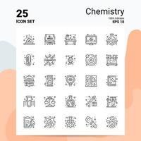 25 chemie icoon reeks 100 bewerkbare eps 10 bestanden bedrijf logo concept ideeën lijn icoon ontwerp vector