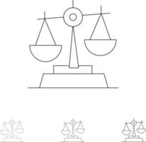 gdpr gerechtigheid wet balans stoutmoedig en dun zwart lijn icoon reeks vector