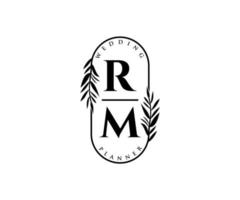 rm initialen brief bruiloft monogram logos verzameling, hand- getrokken modern minimalistisch en bloemen Sjablonen voor uitnodiging kaarten, opslaan de datum, elegant identiteit voor restaurant, boetiek, cafe in vector