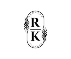 rk initialen brief bruiloft monogram logos verzameling, hand- getrokken modern minimalistisch en bloemen Sjablonen voor uitnodiging kaarten, opslaan de datum, elegant identiteit voor restaurant, boetiek, cafe in vector