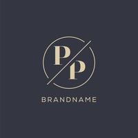 eerste brief pp logo met gemakkelijk cirkel lijn, elegant kijken monogram logo stijl vector