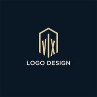 vx eerste monogram logo met zeshoekig vorm stijl, echt landgoed logo ontwerp ideeën inspiratie vector