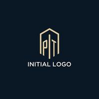 pt eerste monogram logo met zeshoekig vorm stijl, echt landgoed logo ontwerp ideeën inspiratie vector