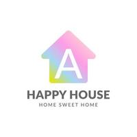 brief een gelukkig huis vector logo ontwerp