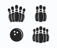 reeks van bowling pin en bowling bal vector icoon