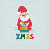 Kerstmis groet kaart ontwerp sjabloon. vrolijk kerstmis, hulst vrolijk, joepie nieuw jaar, hand- belettering vector