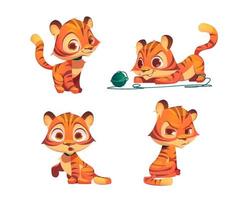 schattig tijger tekenfilm karakter, dier welp mascotte vector