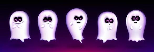 schattig geest, grappig halloween schepsel uitdrukken emoji vector