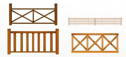 houten hekken, leuning, balustrade secties reeks vector