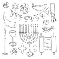 vector Chanoeka ontwerp elementen set. tekening traditioneel Joods festival van lichten reeks
