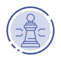 schaak voordeel bedrijf figuren spel strategie tactiek blauw stippel lijn lijn icoon vector