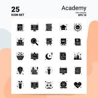 25 academie icoon reeks 100 bewerkbare eps 10 bestanden bedrijf logo concept ideeën solide glyph icoon ontwerp vector