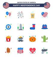 reeks van 16 Verenigde Staten van Amerika dag pictogrammen Amerikaans symbolen onafhankelijkheid dag tekens voor liefde vlag Verenigde Staten van Amerika Amerikaans vakantie bewerkbare Verenigde Staten van Amerika dag vector ontwerp elementen