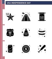 9 creatief Verenigde Staten van Amerika pictogrammen modern onafhankelijkheid tekens en 4e juli symbolen van geld veiligheid rol Verenigde Staten van Amerika Amerikaans bewerkbare Verenigde Staten van Amerika dag vector ontwerp elementen