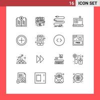 16 gebruiker koppel schets pak van modern tekens en symbolen van plus e audio handel draad bewerkbare vector ontwerp elementen