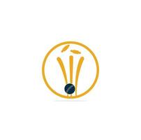 krekel wickets en bal logo. wicket en borgtocht logo, uitrusting teken. krekel kampioenschap logo. modern sport embleem vector illustratie. krekel logo