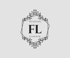 fl initialen brief bruiloft monogram logos verzameling, hand- getrokken modern minimalistisch en bloemen Sjablonen voor uitnodiging kaarten, opslaan de datum, elegant identiteit voor restaurant, boetiek, cafe in vector