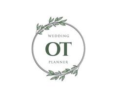 ot initialen brief bruiloft monogram logos verzameling, hand- getrokken modern minimalistisch en bloemen Sjablonen voor uitnodiging kaarten, opslaan de datum, elegant identiteit voor restaurant, boetiek, cafe in vector