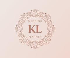 kl initialen brief bruiloft monogram logos verzameling, hand- getrokken modern minimalistisch en bloemen Sjablonen voor uitnodiging kaarten, opslaan de datum, elegant identiteit voor restaurant, boetiek, cafe in vector