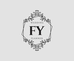 fy initialen brief bruiloft monogram logos verzameling, hand- getrokken modern minimalistisch en bloemen Sjablonen voor uitnodiging kaarten, opslaan de datum, elegant identiteit voor restaurant, boetiek, cafe in vector