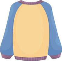 helder warm gebreid trui in blauw en geel kleur. warm kleren voor wandelen in verkoudheid het weer. een warm medeplichtig voor bescherming van de koud. vector illustratie geïsoleerd Aan een wit achtergrond