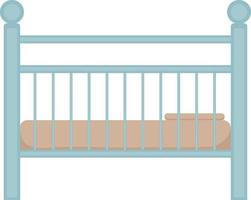 kinderen s houten wieg is blauw. baby kinderbed met matras en kussen. blauw kinderen s houten meubilair voor pasgeborenen. vector illustratie geïsoleerd Aan een wit achtergrond