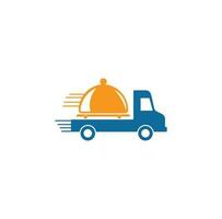 voedsel vrachtwagen logo ontwerpsjabloon. logo-ontwerp voor voedselbezorging vector