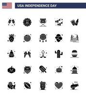 gelukkig onafhankelijkheid dag 4e juli reeks van 25 solide glyph Amerikaans pictogram van fles partij regisseur decoratie Amerikaans bewerkbare Verenigde Staten van Amerika dag vector ontwerp elementen