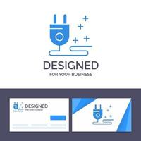 creatief bedrijf kaart en logo sjabloon plug kabel afzet vector illustratie
