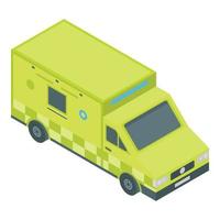 groen stad ambulance icoon, isometrische stijl vector