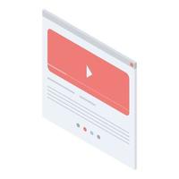 web Speel video icoon, isometrische stijl vector