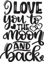 ik liefde u naar de maan en rug, hart, valentijnsdag dag, liefde, worden de mijne, vakantie, vector illustratie het dossier