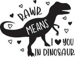 rauwer middelen ik liefde u in dinosaurus, valentijnsdag dag, hart, liefde, worden de mijne, vakantie, vector illustratie bestanden