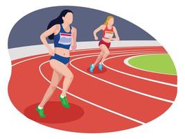 vrouw loper rennen in ras mooi illustratie. vector