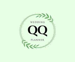 qq initialen brief bruiloft monogram logos verzameling, hand- getrokken modern minimalistisch en bloemen Sjablonen voor uitnodiging kaarten, opslaan de datum, elegant identiteit voor restaurant, boetiek, cafe in vector