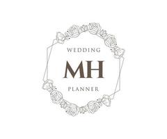 mh initialen brief bruiloft monogram logos verzameling, hand- getrokken modern minimalistisch en bloemen Sjablonen voor uitnodiging kaarten, opslaan de datum, elegant identiteit voor restaurant, boetiek, cafe in vector