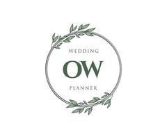 ow initialen brief bruiloft monogram logos verzameling, hand- getrokken modern minimalistisch en bloemen Sjablonen voor uitnodiging kaarten, opslaan de datum, elegant identiteit voor restaurant, boetiek, cafe in vector