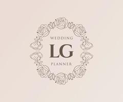 lg initialen brief bruiloft monogram logos verzameling, hand- getrokken modern minimalistisch en bloemen Sjablonen voor uitnodiging kaarten, opslaan de datum, elegant identiteit voor restaurant, boetiek, cafe in vector