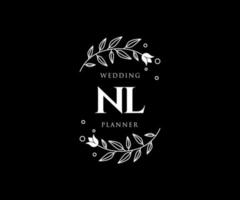 nl initialen brief bruiloft monogram logos verzameling, hand- getrokken modern minimalistisch en bloemen Sjablonen voor uitnodiging kaarten, opslaan de datum, elegant identiteit voor restaurant, boetiek, cafe in vector